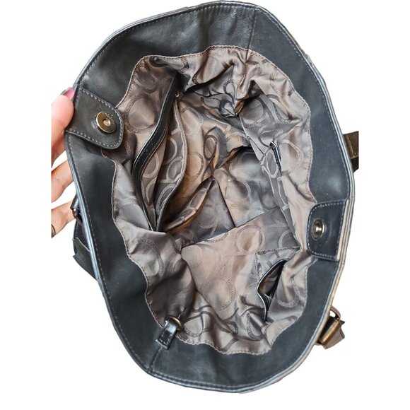 Black Genuine Leather‎ Shoulder Tote Bag Belle & Bloom - Picture 5 of 8